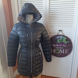 Kenneth Cole Women's XS Black Quilted Puffer Hooded Jacket